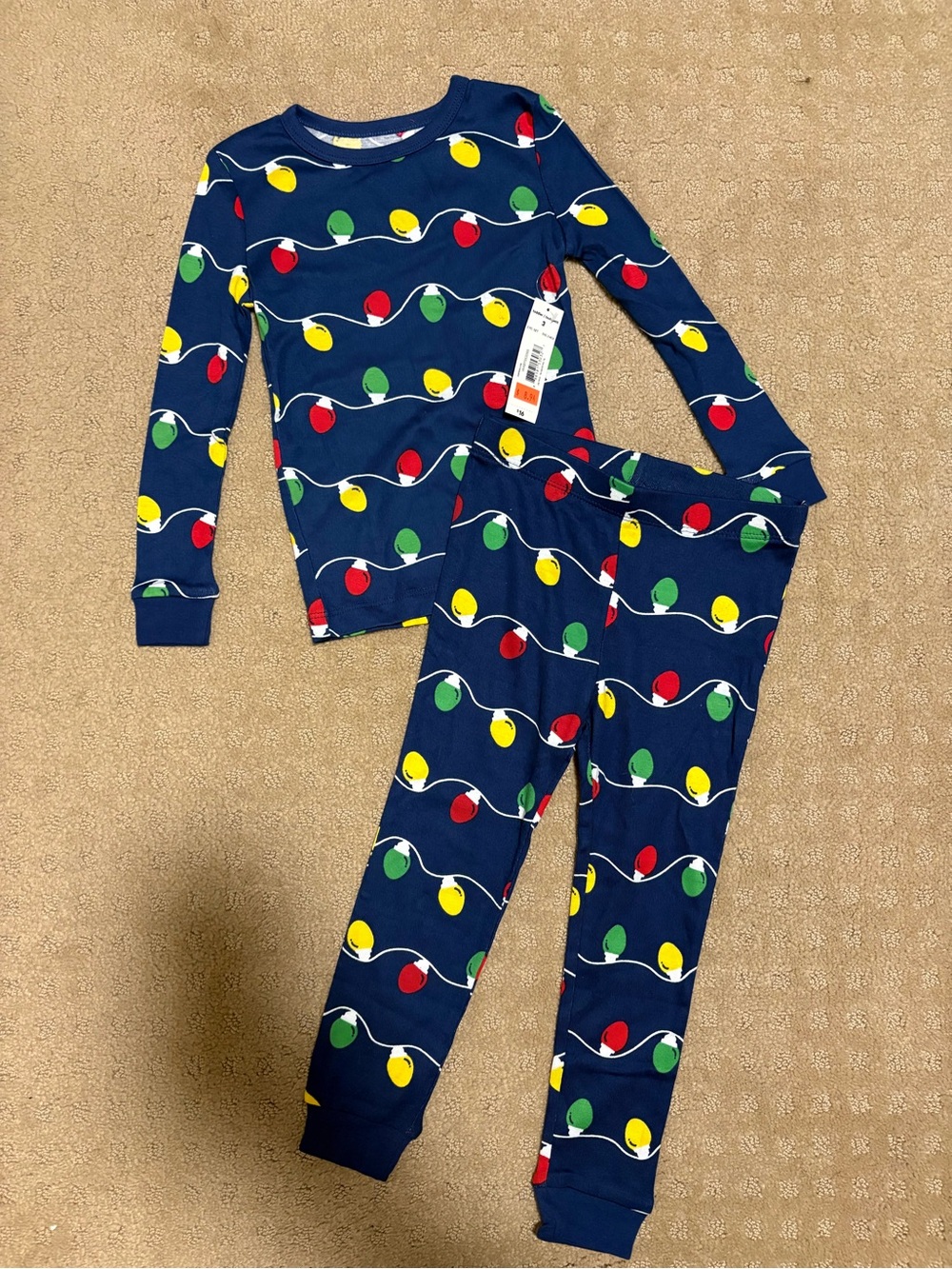 Kids Navy Holiday Light Pajama Set